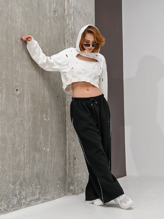 Ayollar keng sport shimi (oversize jogger), trikotaj shim, bahor-kuz