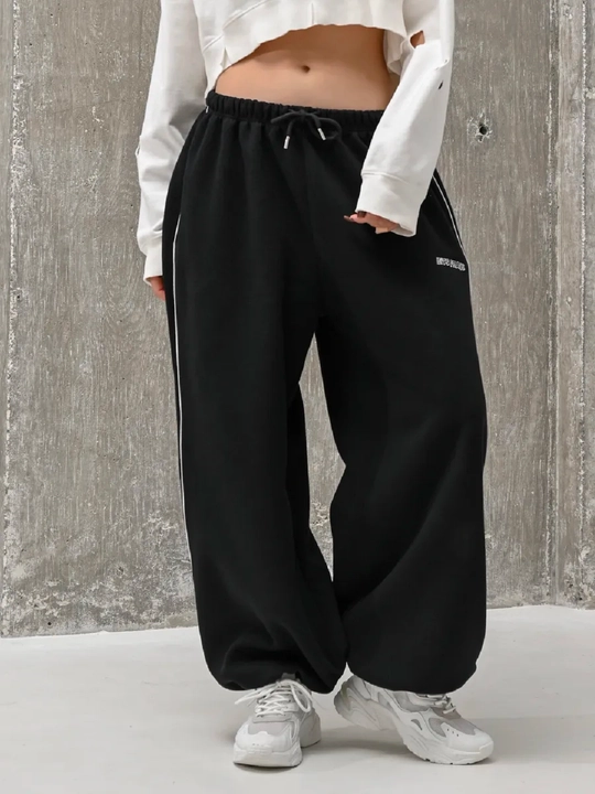 Женские широкие спортивные штаны (oversize jogger), трикотажные брюки, весна-осень - 