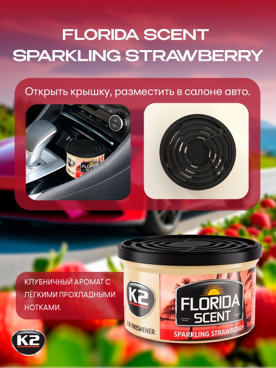Освежитель воздуха FLORIDA SCENT: лимон, цитрус, новая машина, ягоды и чай
