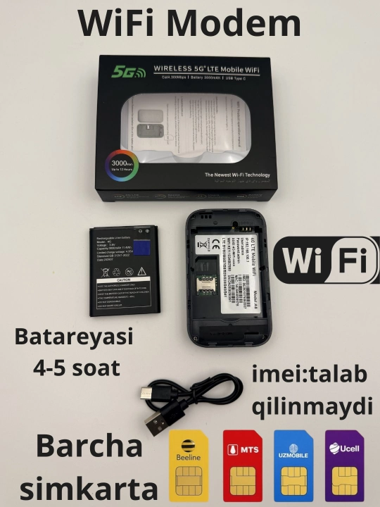 USB-модем, адаптер 4G LTE с SIM-картой Wi-Fi, точка доступа, Hotspot