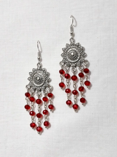 Национальные серьги женские, Handmade, элегантная модель — HANDSY-ZIRAK-КРАСН