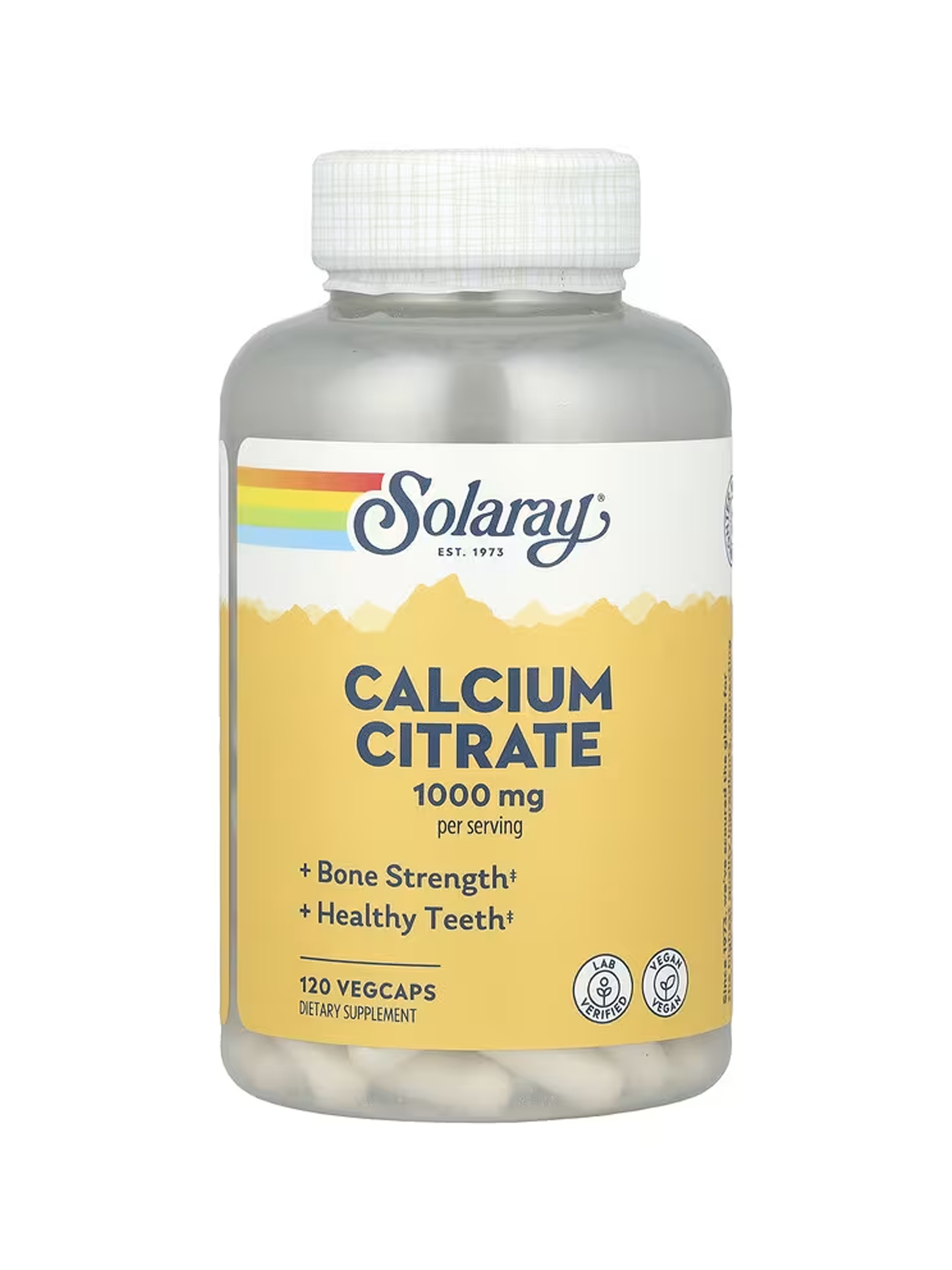 Kalsiy sitrat, Solaray, 1000 mg, 120 ta vegetarian kapsula