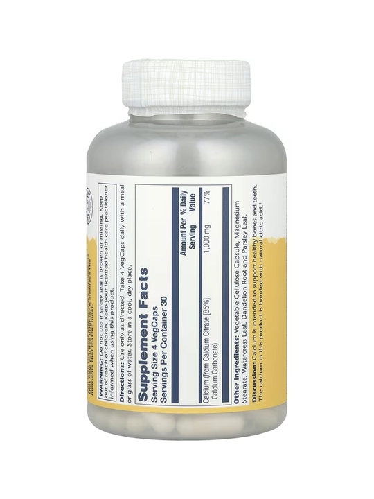 Kalsiy sitrat, Solaray, 1000 mg, 120 ta vegetarian kapsula