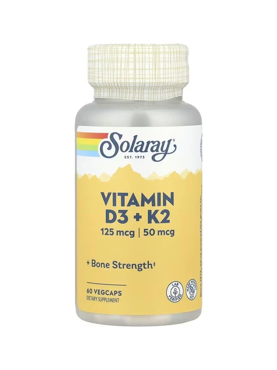 Витамины D3 и K2, Solaray, 60 растительных капсул