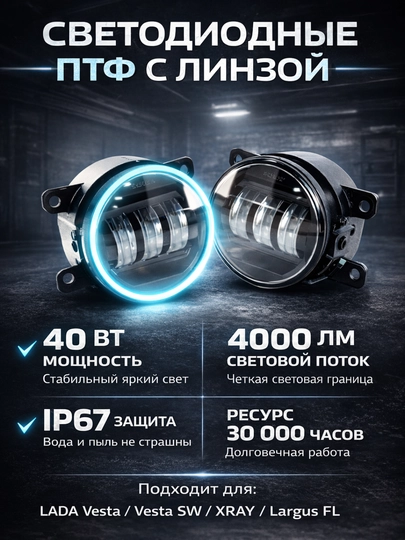 Противотуманные фары LED Lada Vesta Xray,ПТФ LED Xray,Туманка Vesta,Автозапчаст Лада Vesta — LADANEW-TUMANLEDVESTA