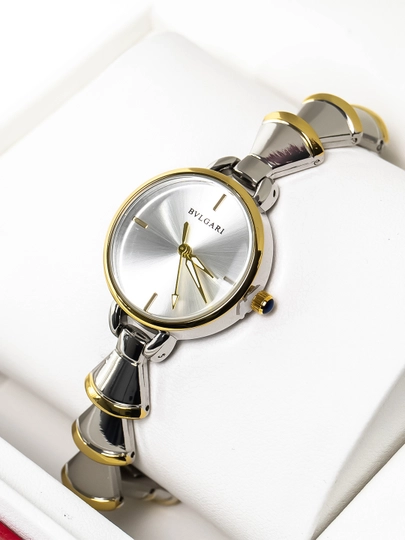 Женские часы bvlgari style – элегантные металлический браслет в подарочной коробке