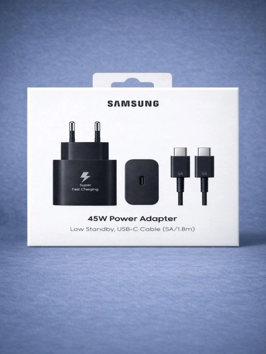 Samsung 45W Type-C zaryadchik, adapter (kabel bilan) Fast Charging 2.0 - Tezkor zaryadlash