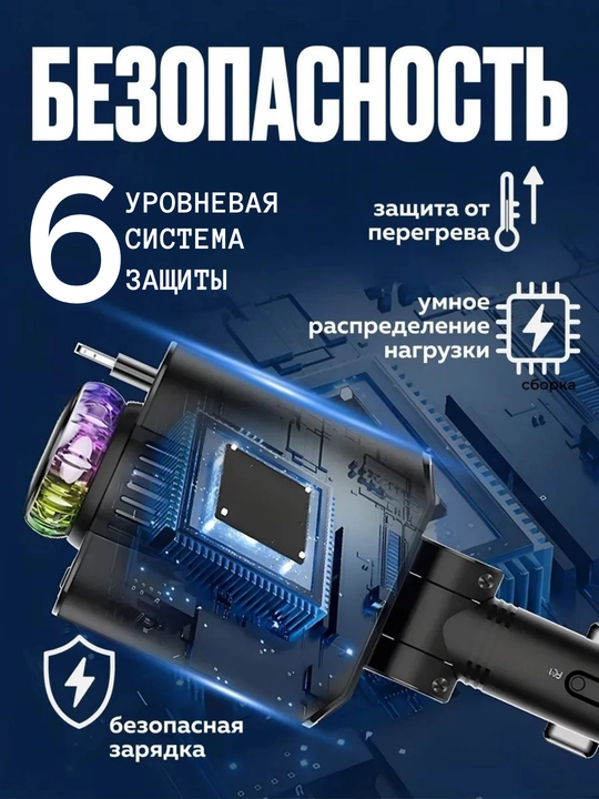 5 tasi 1 da avto zaryadlagich, aromadiffuzor va proyektorli, 45W, Type-C, Lightning, USB