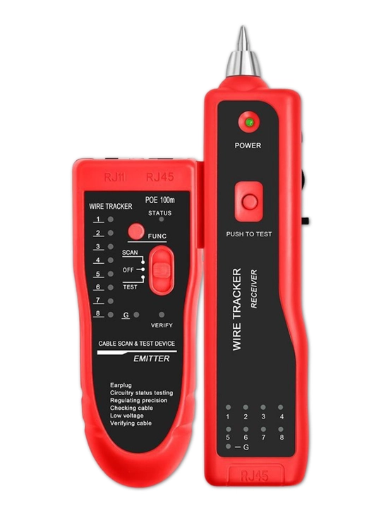Кабельный тестер - трассоискатель RJ45/RJ11. LAN Лан тестер. Поиск кабеля, кейс, наушник
