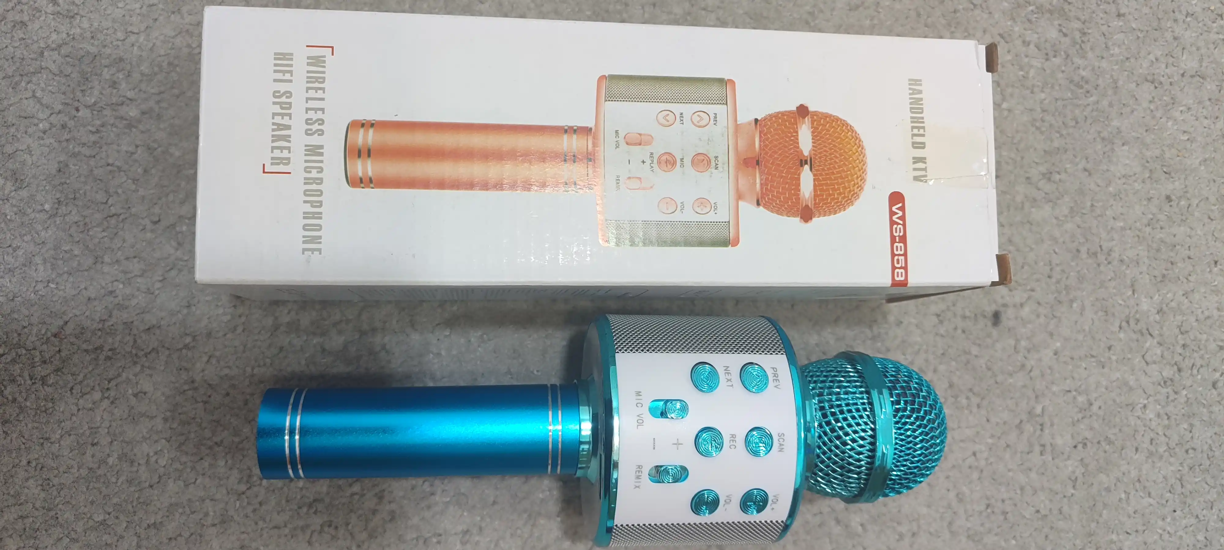 Микрофон караоке, детский, с беспроводным Bluetooth WS 858, колонка с микрофоном
