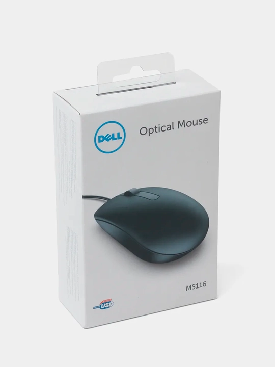 Мышка оптическая USB проводная DELL MS116, черный цвет