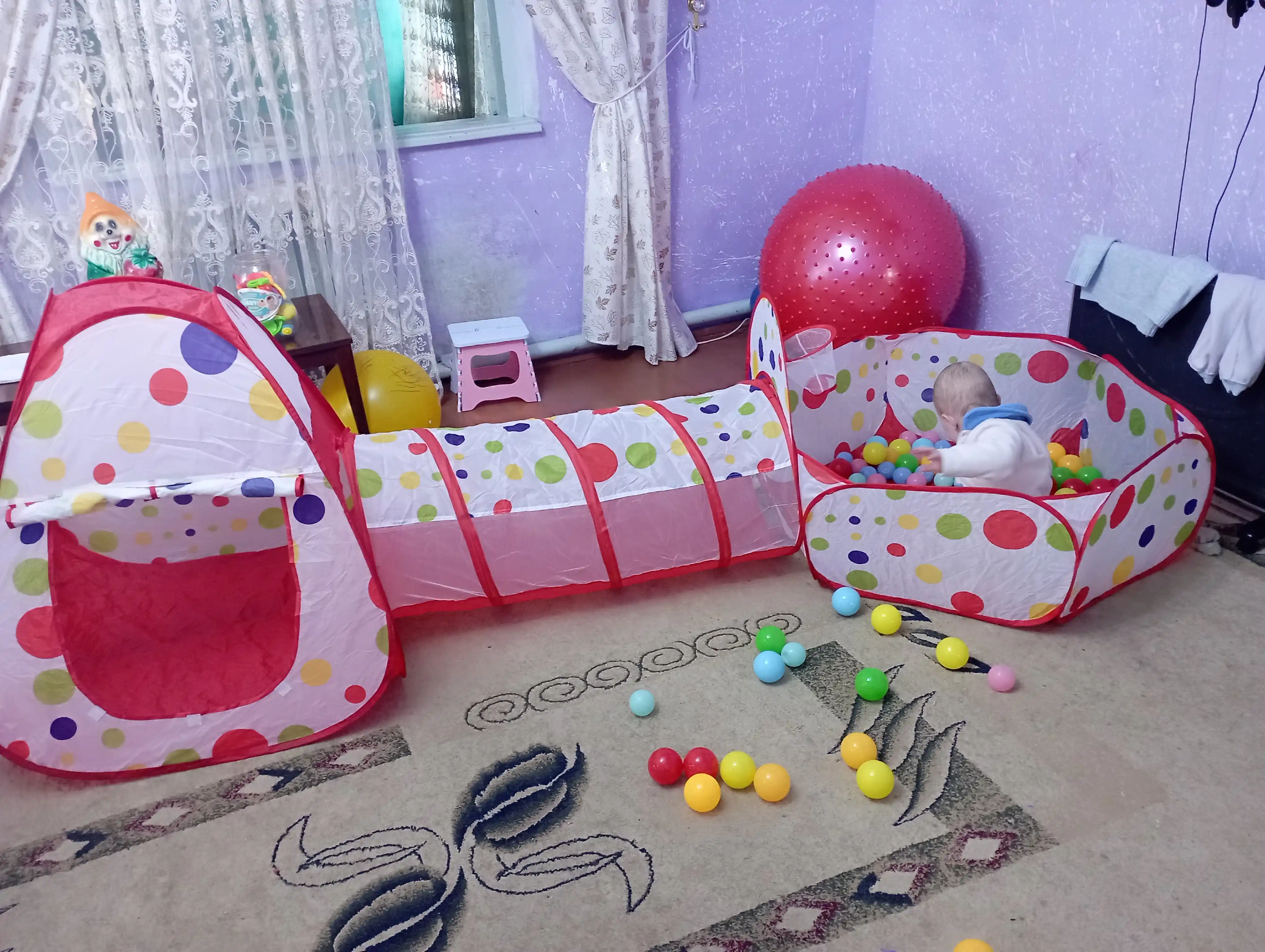 Bolalar uchun rangli o‘yin chodiri 3 tasi 1 da sumkada
