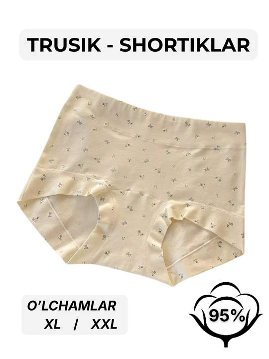 Ayollar uchun paxtali shortik-slip ichki kiyim, baland belli trusiklar, kundalik - 