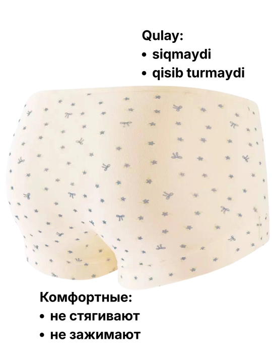 Ayollar uchun paxtali shortik-slip ichki kiyim, baland belli trusiklar, kundalik