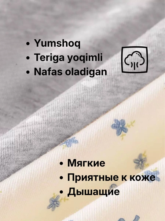 Ayollar uchun paxtali shortik-slip ichki kiyim, baland belli trusiklar, kundalik