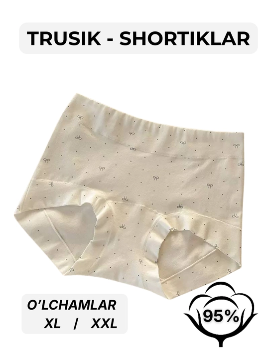 Ayollar uchun paxtali shortik-slip ichki kiyim, baland belli trusiklar, kundalik - 