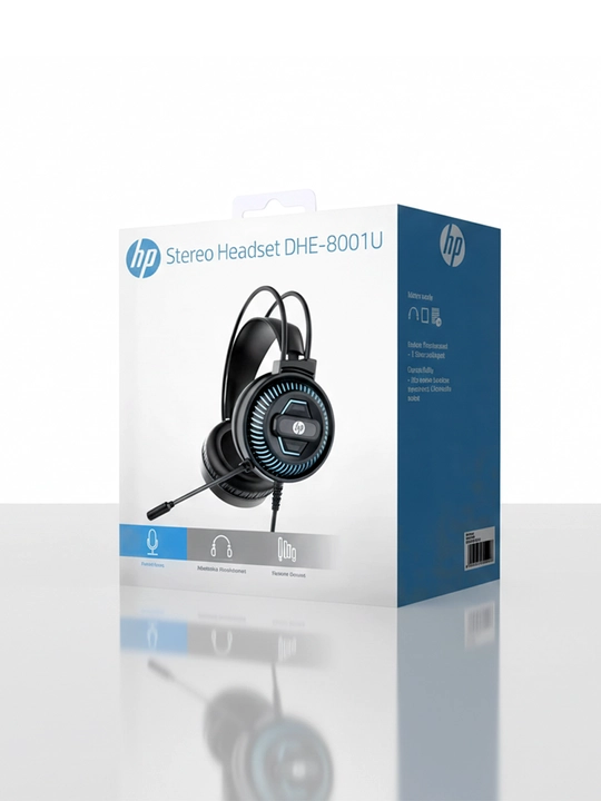 HP DHE-8001U Geymer quloqchinlari, naushnik, mikrofonli garnitura, RGB yoritgichli