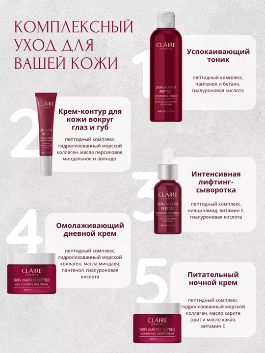 Тоник для лица SKIN MATRIX PEPTIDE успокаивающий для всех типов кожи, 200 мл, Dilis