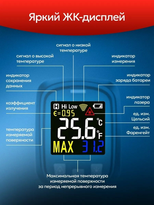 Kontaktsiz pirometr Mestek IR03A / B. -50 dan +400/600°C gacha aniqlik ±2°C. tezlik 0,5 S