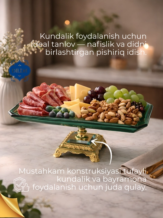 Oltin asosli, bolt bilan mahkamlangan shirinliklar uchun bohem shisha tagligi