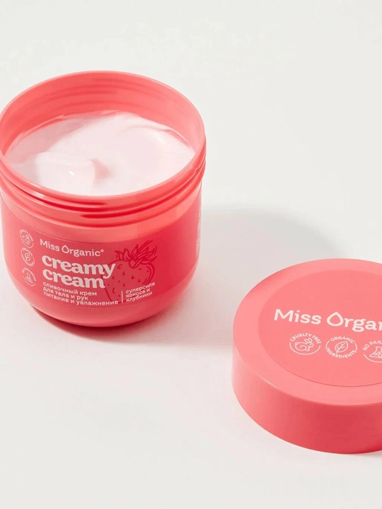 MISS ORGANIC Крем для тела и рук Сливочный кокос и клубника 140мл