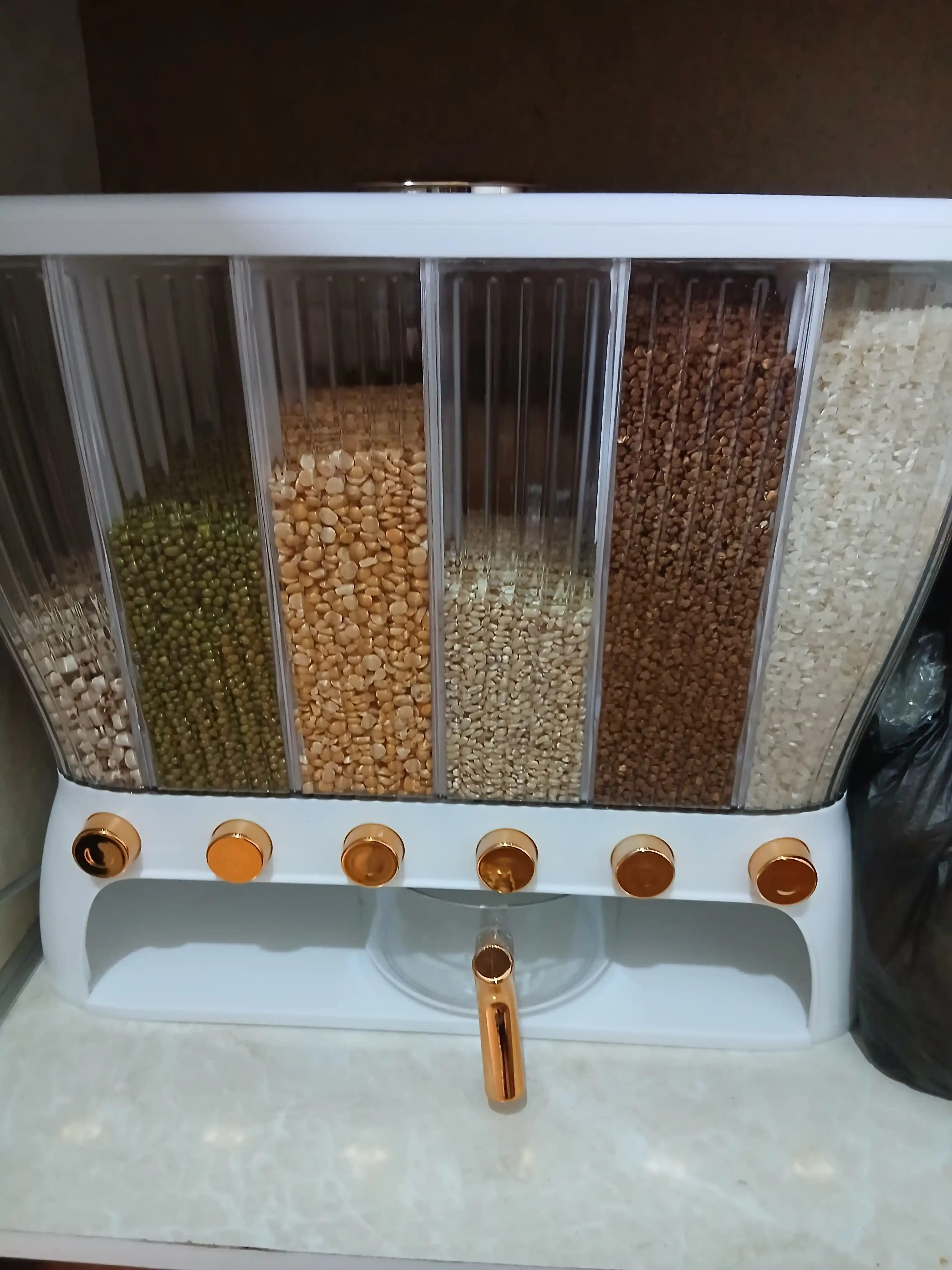 Donni saqlash dispenser idishi, dispenser, 6 ta bo'linma, hajmi 12,5 litrni tashkil qiladi