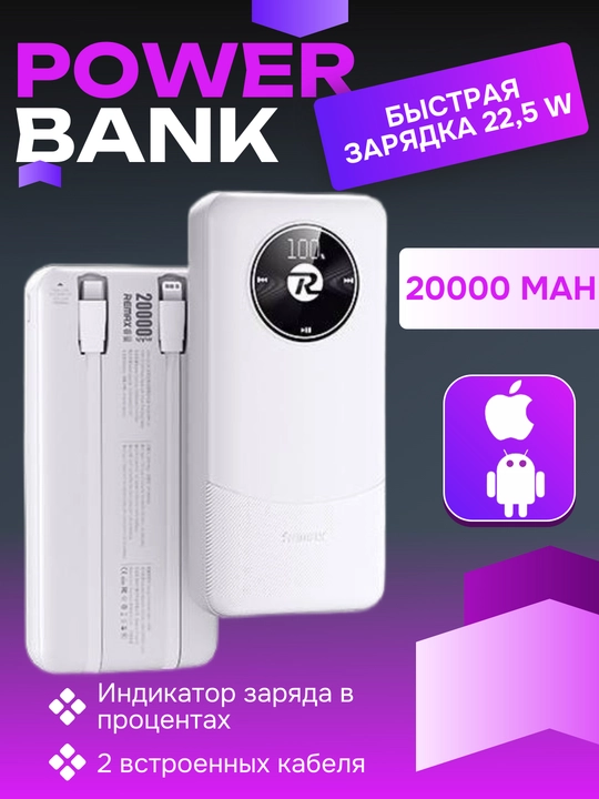 Быстрое зарядное устройство Powerbank 20 000 мАч, 10 000 мАч
