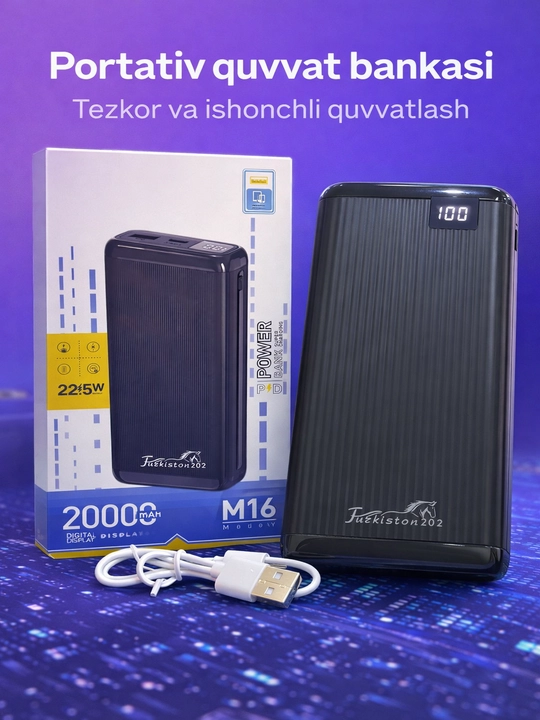 Powerbank Tezkor zaryadlovchi qurilma 20 000 mAh, 10 000mAh - 