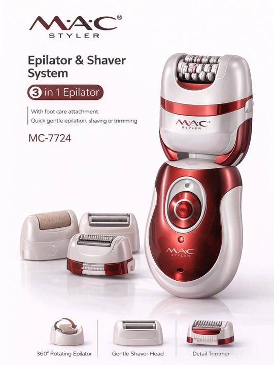 MAC Styler MC-7724 3in1 epilyator va soqol oluvchi, zaryadlanadigan