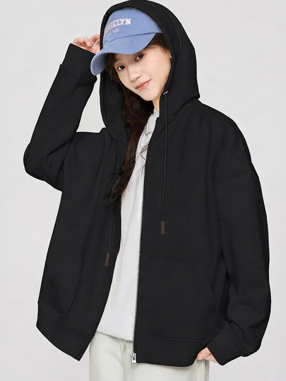 Худи женское на молнии, с капюшоном, oversize, спортивная толстовка