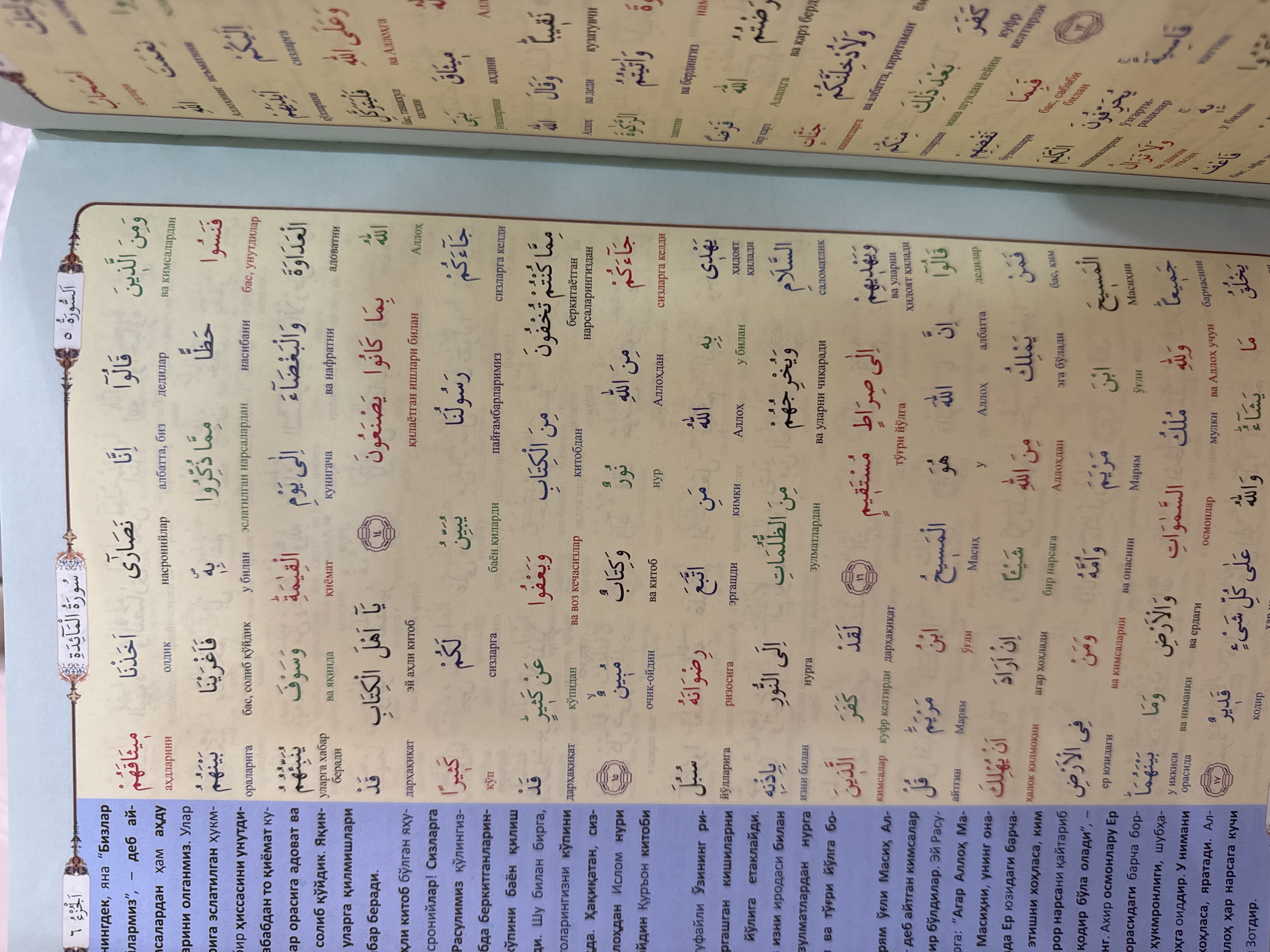 Katta hajimda Qur'oni Karim, so'zma-so'z, rangli, ma'nolar tarjimasi
