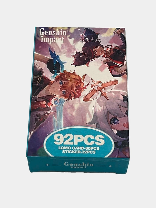 Lomo карты Аниме 60 шт + 32 стикера Genshin, One Piece, Jujutsu, Pokémon и др