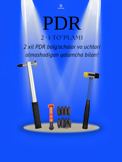 Набор инструментов PDR 2+1 (2 молотка и пробойник с 9 насадками) — SUSTA-PDRTOPLAM2VS1