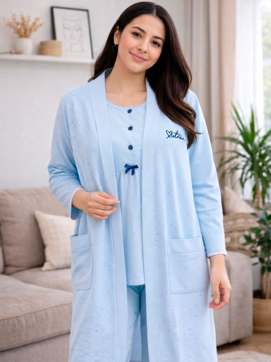Uch qismli pijama, homilador va emizikli ayollar uchun, 3 tasi birda