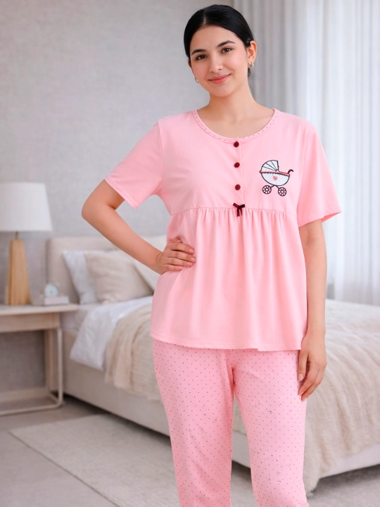 Uch qismli pijama, homilador va emizikli ayollar uchun, 3 tasi birda
