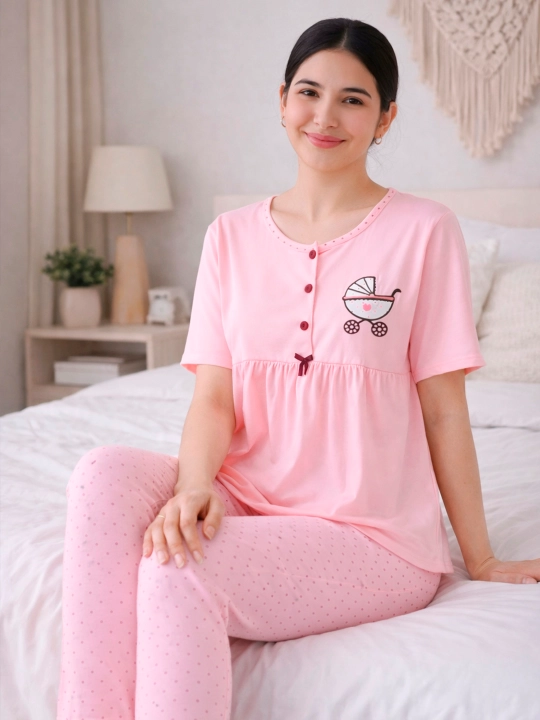 Uch qismli pijama, homilador va emizikli ayollar uchun, 3 tasi birda