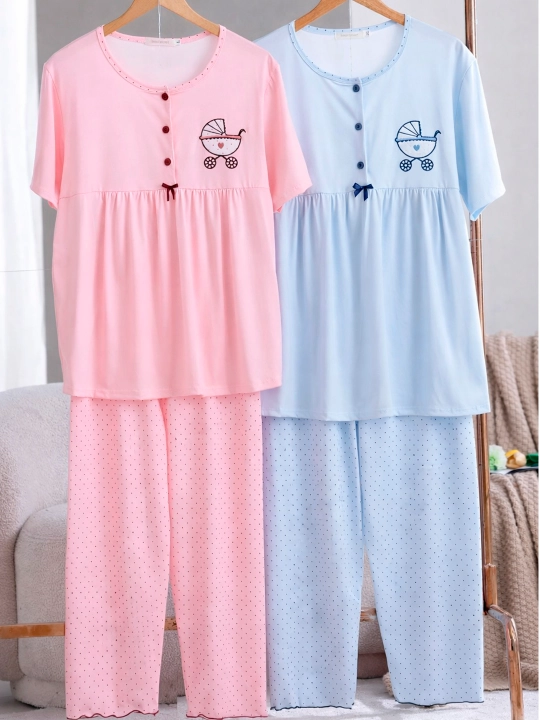 Uch qismli pijama, homilador va emizikli ayollar uchun, 3 tasi birda