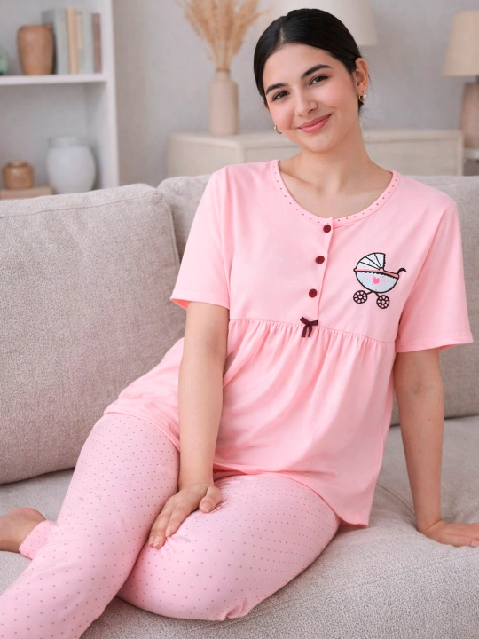 Uch qismli pijama, homilador va emizikli ayollar uchun, 3 tasi birda