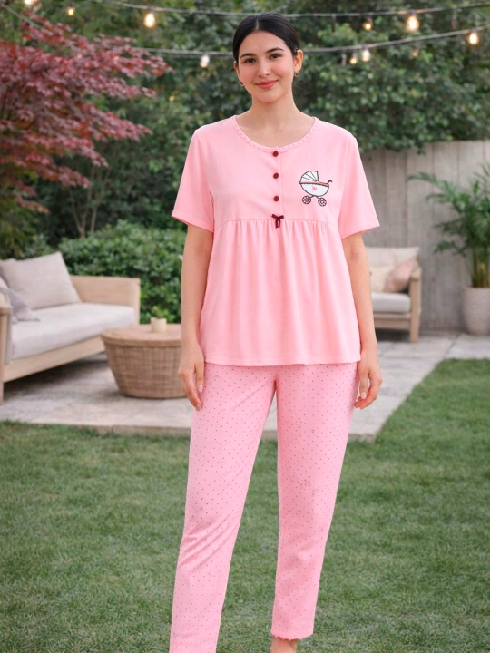 Uch qismli pijama, homilador va emizikli ayollar uchun, 3 tasi birda