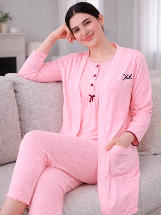 Uch qismli pijama, homilador va emizikli ayollar uchun, 3 tasi birda - 