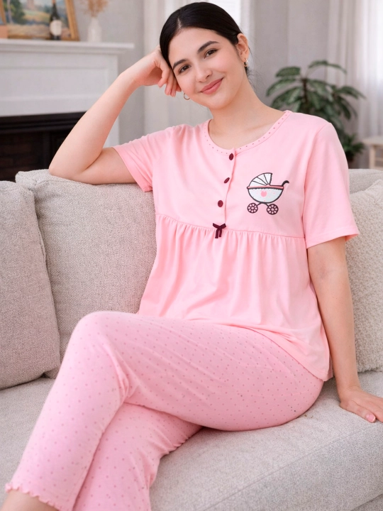 Uch qismli pijama, homilador va emizikli ayollar uchun, 3 tasi birda