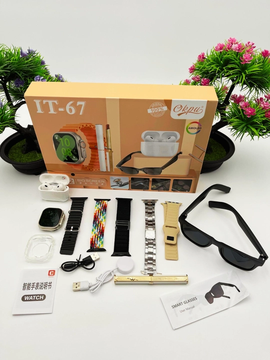 Smart Watch Ultra и Smart Watch 10, наушники Pods 2, ремешки 8–10 штук - 