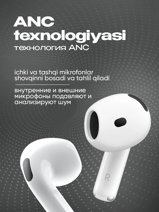 Simsiz quloqchinlar Pods 4 ANC DUBAI, iPhone va Android uchun