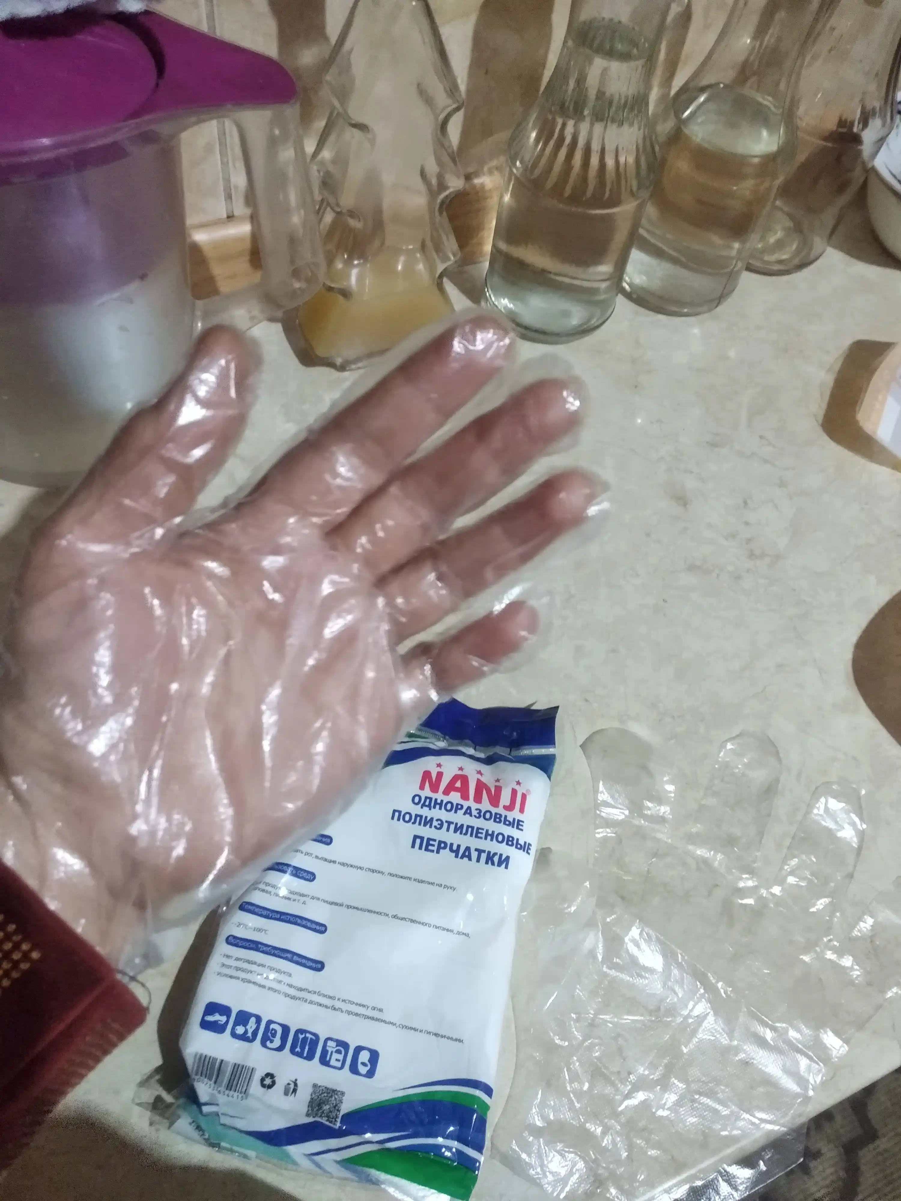 Oshxona uchun bir martalik polietilen qo‘lqoplar, 100 dona