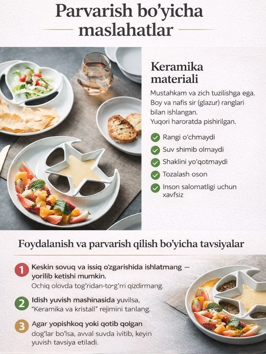 Yarim oy, yulduz va yurak shaklidagi bezakli Ramazon likopchalari