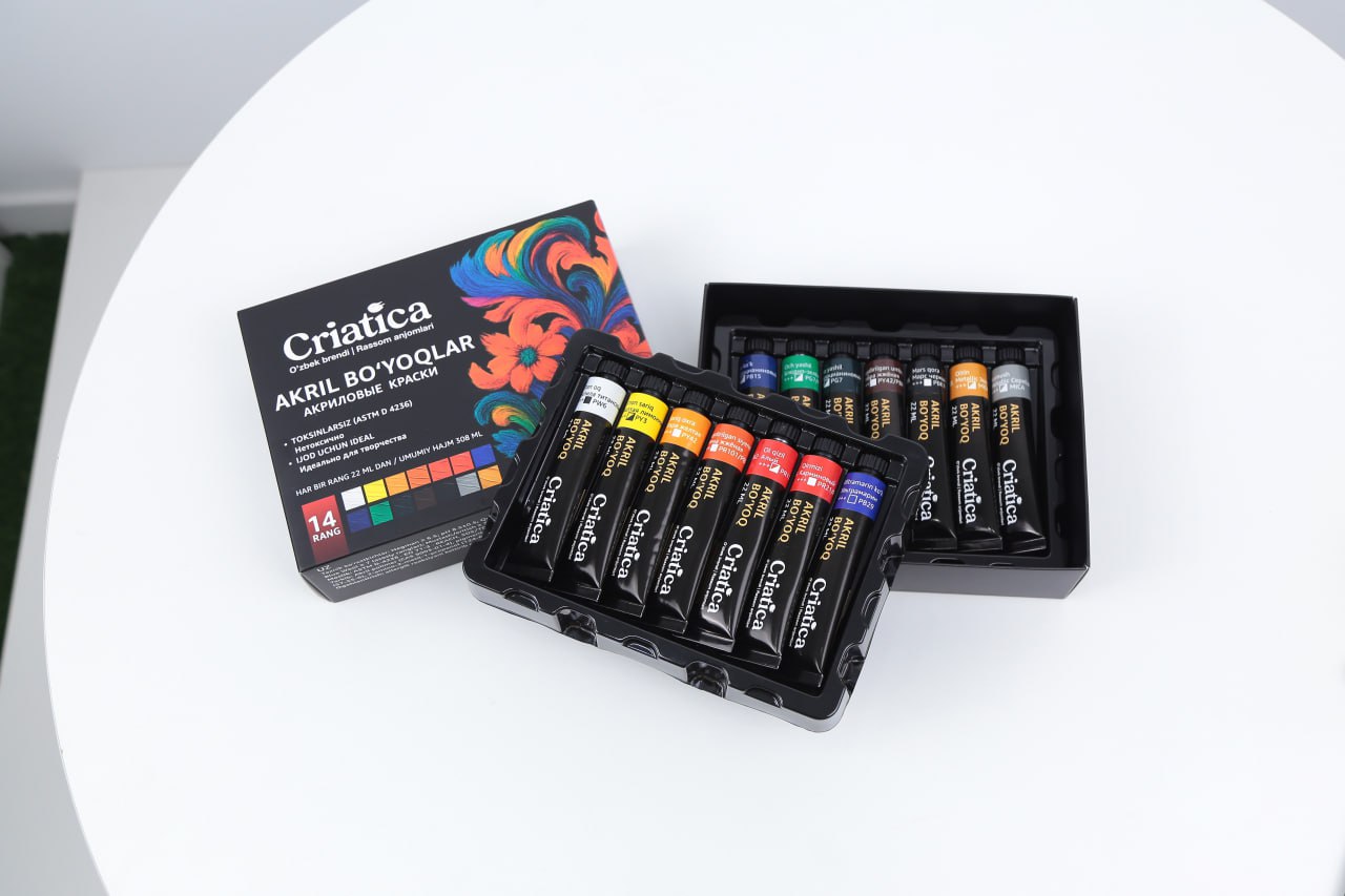 Набор для рисования CRIATICA®, акриловые краски, 14 цветов × 22 мл — подарочный набор