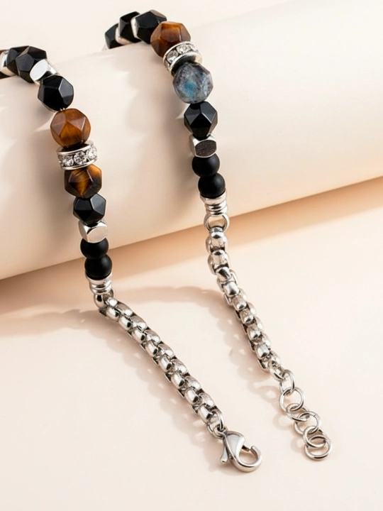 Браслет из темно-зеленого агата, для мужчин и женщин, в стиле хип-хоп