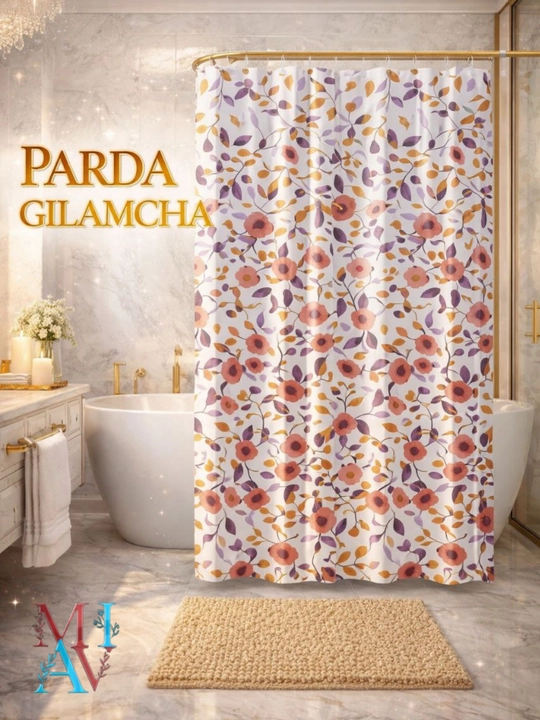 Vanna parda va gilamcha, 2 tasi 1 da vannaxona to‘plami, dush parda, sirpanmaydigan