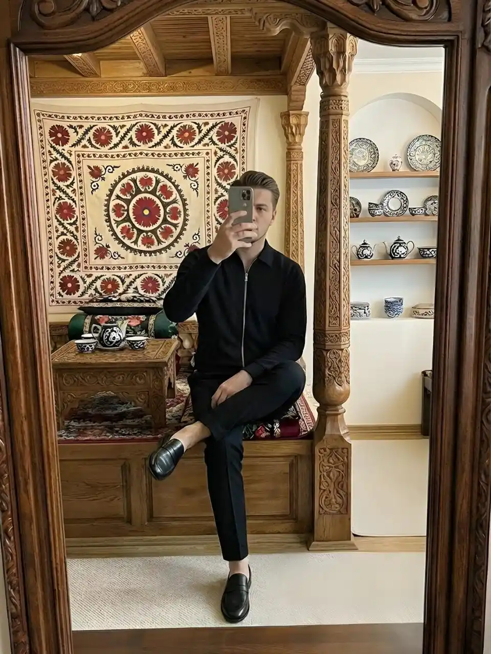 Erkaklar sport kostyumi dvoyka, fermuarli olimpiyka va shim, kundalik kuz-qish komplekti