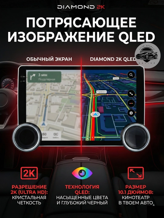 Diamond 2K Dual Knobs avtomobil monitori (Android, CarPlay/Android Auto, Wi-Fi)